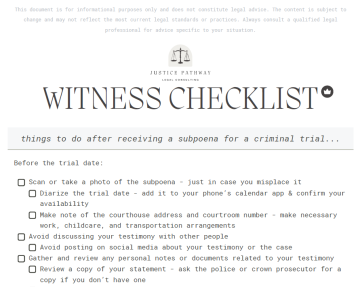 Premium Witness Subpoena Preparation Checklist – Canada